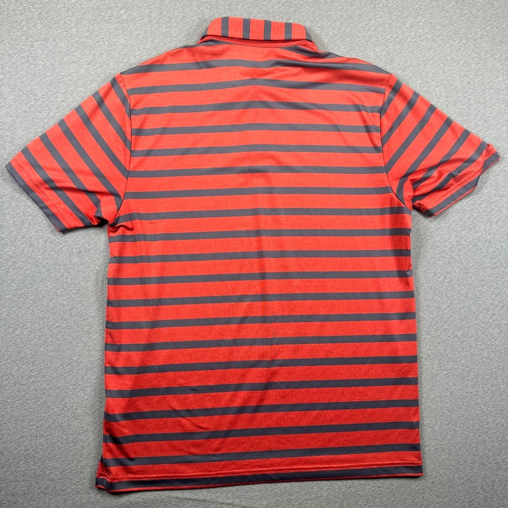 Under Armour Playoff Polo Shirt Mens L Orange Grey Striped Golf Short Sleeve - Picture 7 of 9